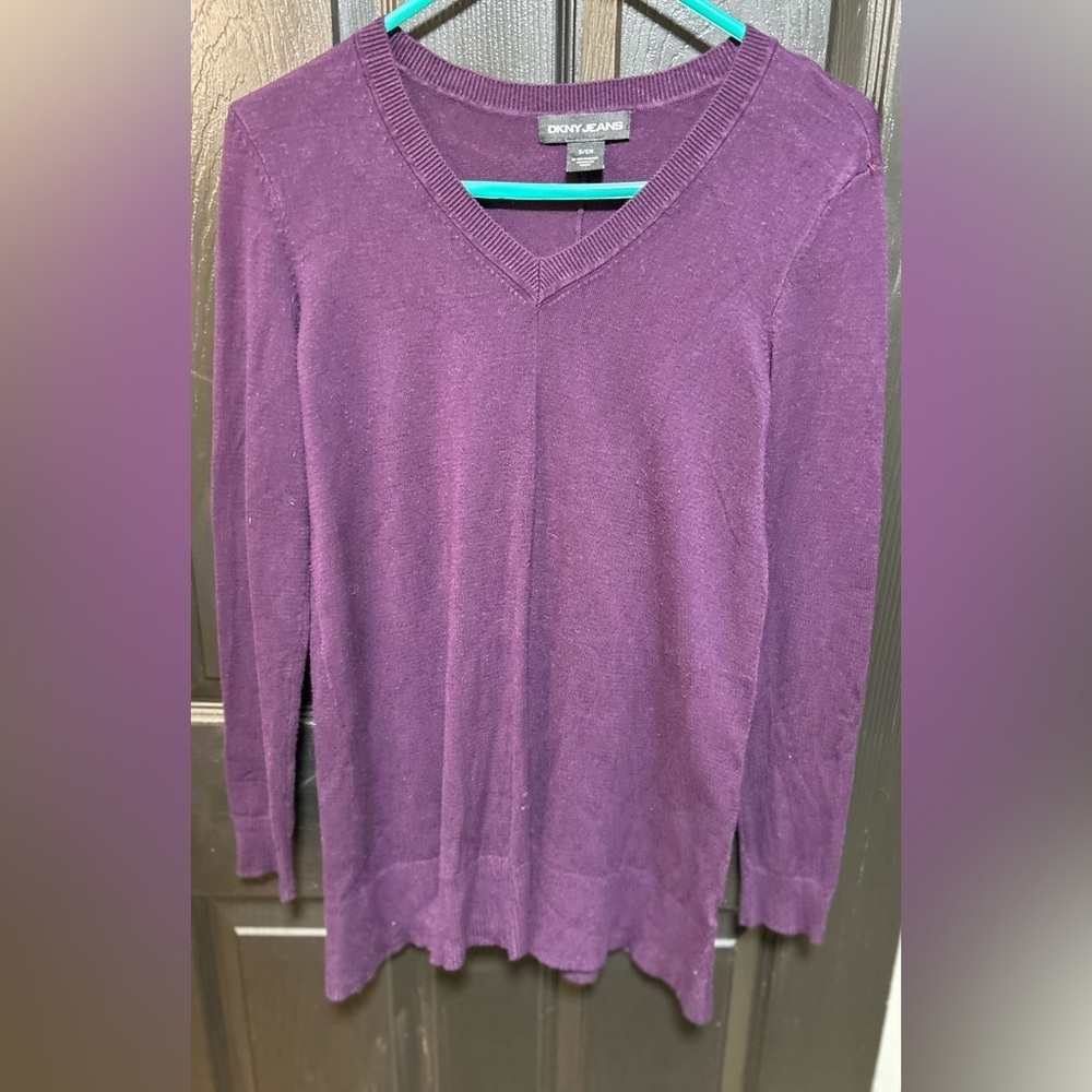 DKNY Deep Purple V-Neck Sweater